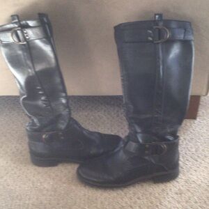 Sleek Black Leather Combat Boots